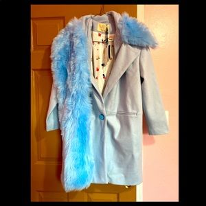 ASOS light blue coat with faux fur collar